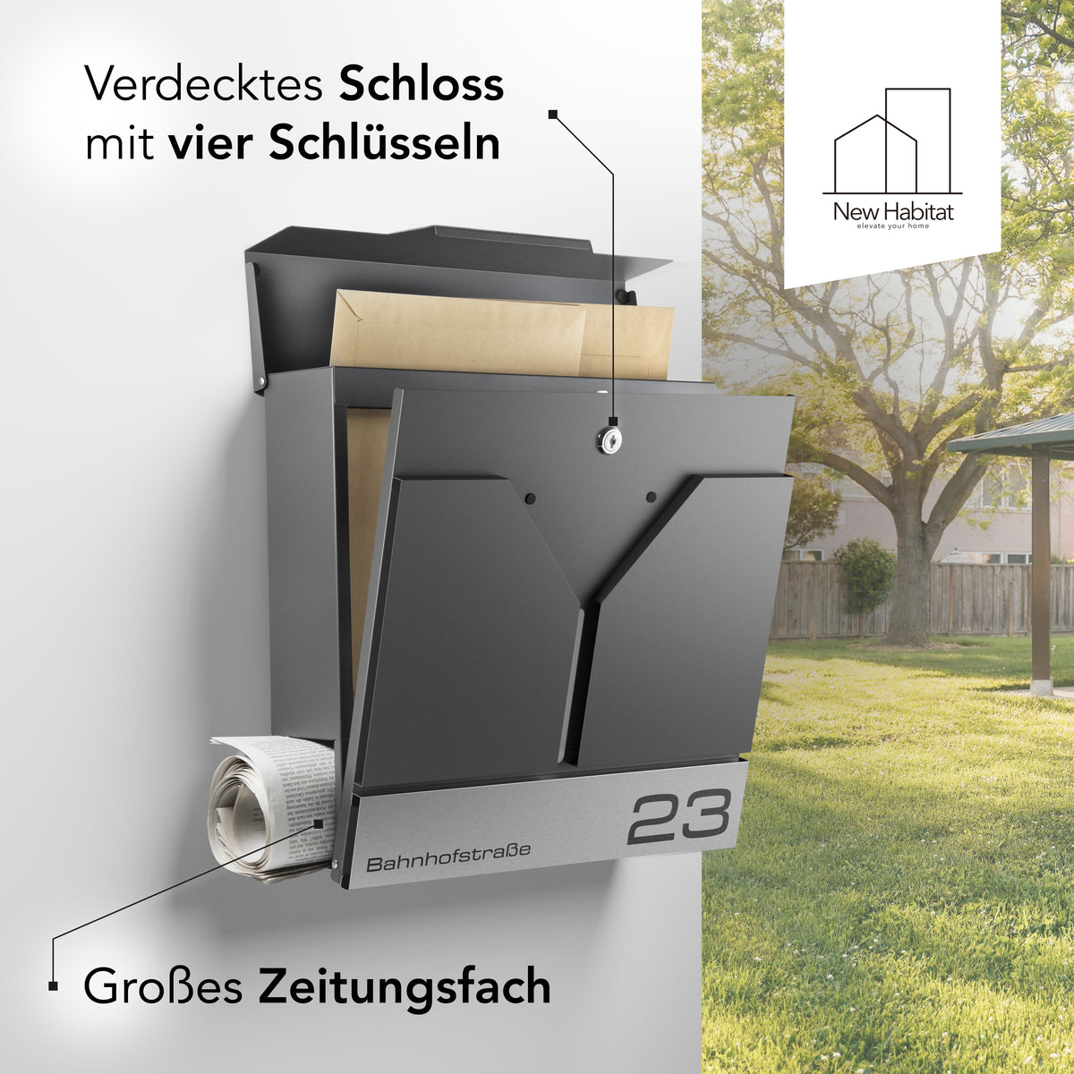 Briefkasten Valencia mit Gravur — sonnig-mediterran aus Edelstahl