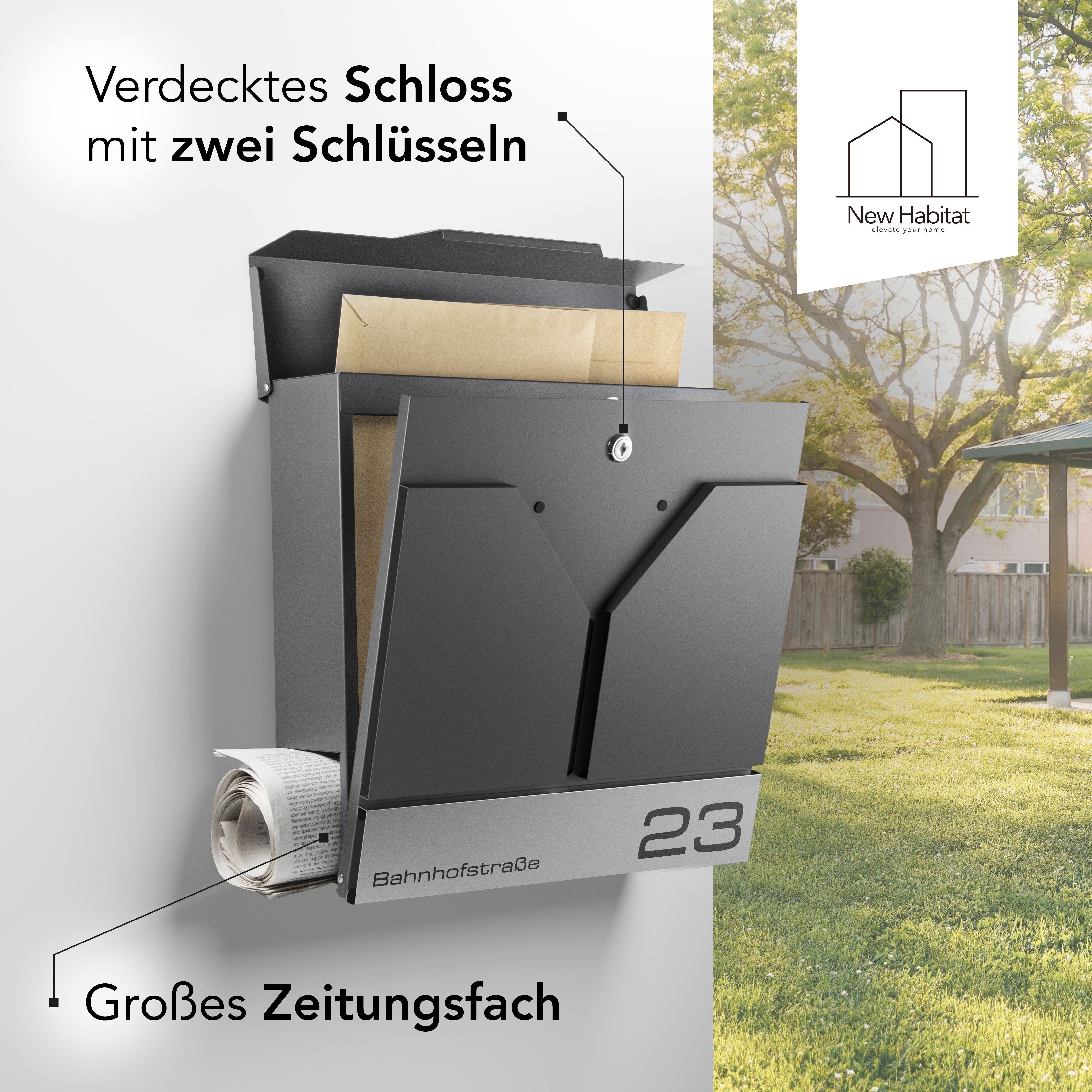 Briefkasten Valencia mit Gravur — sonnig-mediterran aus Edelstahl